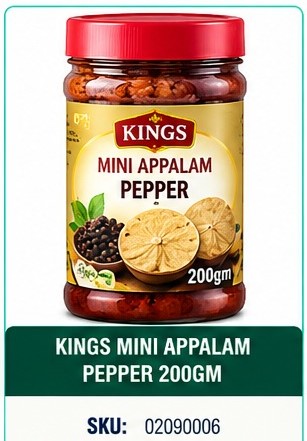 KINGS MINI APPALAM PEPPER 200GM