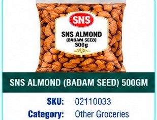 SNS ALMOND (BADAM SEED) 500GM