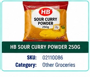 HB SOUR CURRY POWDER 250G