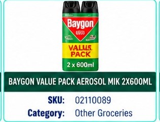 BAYGON VALUE PACK AEROSOL MIK 2X600ML