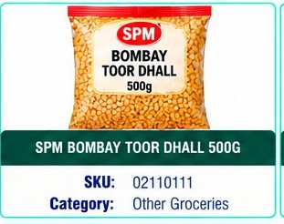 SPM BOMBAY TOOR DHALL 500G